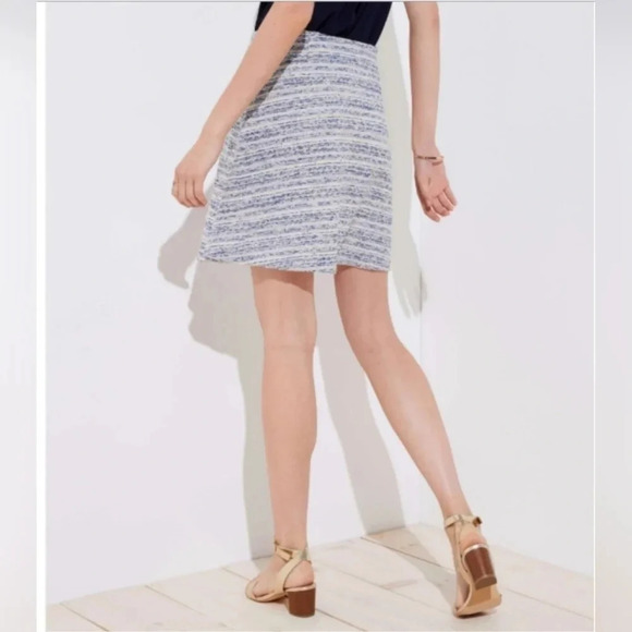 LOFT Striped Tweed Boucle Pocket Flippy Circle Skirt, Size S - Picture 2 of 13
